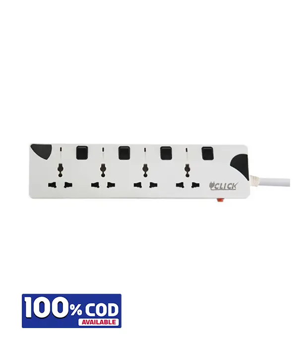Click Safe Extension Socket 4 SKT, 2 Pin, 3 Yard